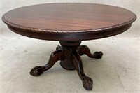 Monumental Base Antique 54in Mahogany Dining Table