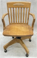 Vintage Wood Rolling Office Chair