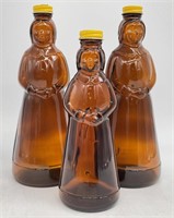 3pc Vintage Mrs Butterworth's Glass Syrup Bottles