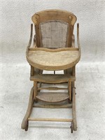 Antique Cane Back Rocking Chair / High Chair