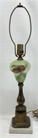 Antique Pinecone Painted Table Lamp Marble Base