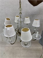 Vintage Brass & Glass Tiered Chandelier