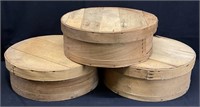 3pc Vintage Bentwood Round Cheese Boxes