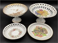 4pc Vintage/Antique Reticulated Porcelain Dishes
