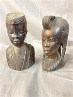 PR OF ROSEWOOD AFRICAN BUSTS