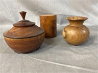 3 PC HAND TURNED WOOD LOT