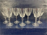 CUT GLASS TALL STEM SET OF 7