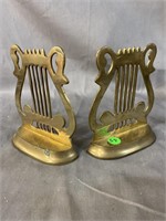 PR OF LYRE BRASS BOOKENDS