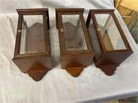 3 SOLID MAHOGANY WALL LANTERNS