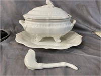 EX LARGE PORTUGUESE TUREEN WITH UNDER PLATE