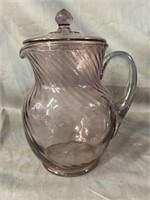 HAND BLOWN AMETHYST PITCHER WITH LID
