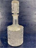 EARLY CRYSTAL DECANTER WITH STIEFF PEWTER GIN TAG
