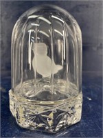 VINTAGE CRYSTAL BIRD INSIDE GLASS CAVE