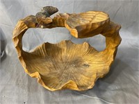 CARVED FROM 1 pc of WOOD FRUIT BASKET