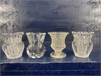 COLLECTION OF 4 ANTIQUE CRYSTAL TOOTHPICH HOLDERS