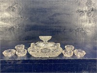 AMERICAN BRILLIANT CUT GLASS BOWL AND OPEN SALTS