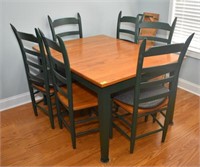 TWO TONE DINING TABLE AND CHAIR SET - 2 LEAVES,