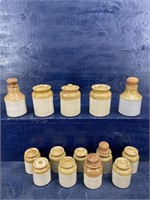 LOT OF 14 POTTERY JARS WITH LIDS