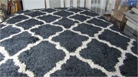 Thomasville Trellis Tile Blue Shag Area Rug. 9.6"