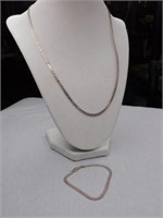.925 silver 20" necklace & 7" flat link bracelet