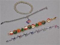 Bracelets: silvertone bicentennial and doggy -
