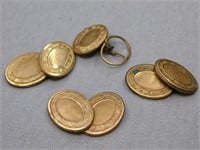 14K y gold front cufflinks: 1 pair - 3/4 of a pair