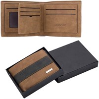 Leather Bifold Wallet for Men, Front Pocket RFID B