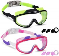 2 Pack Kids Swim Goggles, Swimming Glasses for Chi