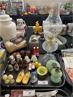 Vintage Salt and Pepper Shakers & Oil Lamps.