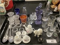 Glassware, Lenox Elephant, German Spoons.