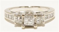 14K W Gold Princess Cut Diamond Ring Size 6.5 4g