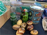 Vintage Glass Jar, Green Apothecary Jars.