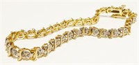 10K Gold Diamond Tennis Bracelet 7.5" 6.9g