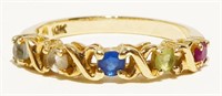 10K Y Gold Multi-Gemstone Ring Sz 7 2g