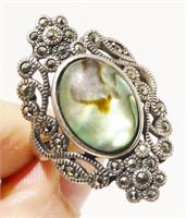 Sterling Silver Abalone Ring Sz 8.5 6.5g