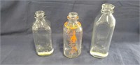 3- Glass Milk Bottles, 1961 Hoovers Dairy,