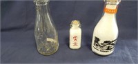 3- Glass Milk Bottles, Twin Dairy Farm, Avondale