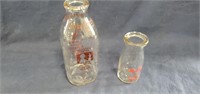 2- Glass Milk Bottles, Lenkerbrook Farms,