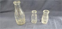 3- Glass Milk Bottles, S.O. Erford Sanitary