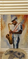 Awesome Trumpet Player Oil on Canvas