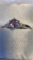 SS Amethyst and CZ Ring Size 8