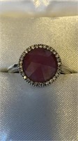 Gorgeous SS Ruby and CZ Ring Size 8