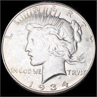 1934-D Silver Peace Dollar AU+