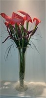 Tall Beautiful Pink Floral Arrangement Glass Vase