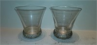Pair of Beautiful Glass Cups with Jewels on Bottom