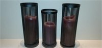 Lot of 3 Black Metal Decorative Candle Holders