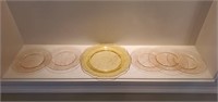 Lot of 6 Yellow & Pink Depression Glass Plates