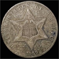 1859 Three Cent Silver LIGHTLY CIRCULATED