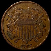 1867 Two Cent Piece AU+