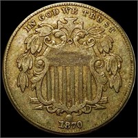 1870 Shield Nickel ABOUT UNCIRCULATED